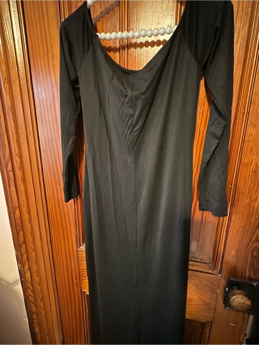 SKIMS Black Long-Sleeve Scoop Neck Maxi Dress - Picture 6 of 8
